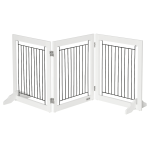PawHut Freestanding Pet Gate, Folding Dog Gate with 2 Support Feet, 24" High, 3 Panels, for Small Dogs, Indoor Use - White