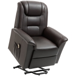 HOMCOM Electric Power Lift Chair for Elderly, PU Leather Recliner Sofa with Footrest and Remote Control, Side Pockets for Living Room, Brown
