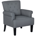 HOMCOM Armchair, Fabric Accent Chair, Modern Living Room Chair with Wood Legs and Rolled Arms for Bedroom, Grey