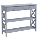 HOMCOM Console Table, Modern Entryway Table with 2 Drawers and 2 Shelves, Sofa Table for Living Room, Hallway, Grey