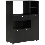 HOMCOM Compact Kitchen Pantry Buffet Server Hutch Storage Cabinet  with Microwave Oven Stand Drawer and Shelves, Black