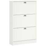 HOMCOM Shoe Cabinet with 3 Flip Drawers, Narrow Shoe Storage Cabinet, Holds 12 Pairs for Entryway, Hallway, White