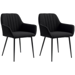HOMCOM Dining Chairs Set of 2, Upholstered Linen Fabric Accent Chairs with Metal Legs, Black