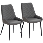 HOMCOM Upholstered Kitchen Chairs, Modern Dining Chairs Set of 2 with Diamond Tufting and Steel Legs for Dining Room, Grey