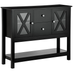 HOMCOM Modern Sideboard, Glass Door Buffet Cabinet with Storage Drawers and Adjustable Shelves, Console Table for Living Room, Kitchen, Entryway, Black