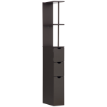 HOMCOM Tall Bathroom Storage Cabinet, Narrow Bathroom Cabinet with Drawers and Open Shelves for Small Spaces, Brown