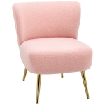 HOMCOM Lounge Chair for Bedroom Living Room Chair with Soft Upholstery and Gold Legs Pink