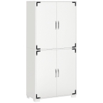 HOMCOM Industrial Kitchen Pantry Cabinet with 4 Doors and Storage Shelves, Freestanding Storage Cabinet, White