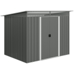 Outsunny 6' x 8.5' Outdoor Metal Garden Shed Utility Tool Storage Steel Backyard House, Dark Grey