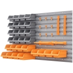 DURHAND 44PC Wall Mounted Storage Bins Parts Rack Kit with Storage Bins, Pegboard and Hooks, Garage Plastic Organizer, Orange