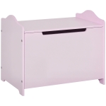 Qaba Kids Toy Chest Wooden Toy Storage Organizer Chest Box with Magnetic Hinge, Large Storage Space, & Groove Handle, Pink