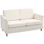 HOMCOM 2-Seat Sofa Two-Seater Couch with Armrests and Wood Legs for Living Room, Bedroom, Cream White