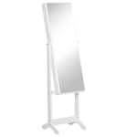 HOMCOM Mirror Jewelry Cabinet Armoire, Lockable Jewelry Organizer with Full-Length Mirror, 3 Angle Adjustable, White