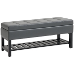 HOMCOM 44" PU Leather Tufted Ottoman Shoe Bench Storage Chest Hallway Grey