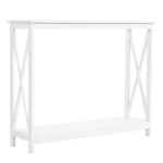 HOMCOM 40" Console Table, 2 Tier X-Design Narrow Entryway Table with Storage Shelf for Behind Couch, Living Room, Hallway, White