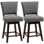 HOMCOM Set of 2 Swivel Counter Height Bar Stools with Footrest, Dark Grey