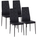 HOMCOM Set of 4 Modern Style Dining Chairs, Button Tufted High Back Side Chairs with Upholstered Seat, Steel Legs for Living Room, Kitchen, Study, Bedroom, Black