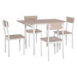 HOMCOM Modern Dining Table Set for 4, 5-Piece Kitchen Table Set, Rectangular Extendable Dining Table with 2 Drop Leaf, 4 Chairs for Kitchen, Dining Room, Dinette, Breakfast Nook, White