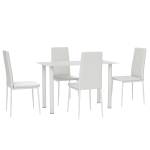 HOMCOM Modern Dining Table Set for 4, Space-Saving 5 Pieces Kitchen Table Set with Rectangle Table and Steel Frame, White