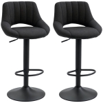 HOMCOM Swivel Bar Stools Set of 2, Linen Upholstered Counter Height Barstools with Round Metal Base