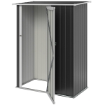 Outsunny 5 x 3ft Outdoor Storage Shed Metal Garden Shed Cabanon with Sloped Roof, Lockable Door for Tool, Grey