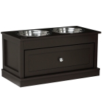 PawHut Large Elevated Dog Bowls with Storage Drawer Containing 11L Capacity, Raised Dog Bowl Stand Pet Food Bowl Dog Feeding Station, Brown
