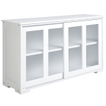 HOMCOM Sideboard Buffet Cabinet, Stackable Credenza, Coffee Bar Cabinet with Sliding Glass Door and Adjustable Shelf, White