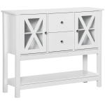 HOMCOM Modern Sideboard, Glass Door Buffet Cabinet with Storage Drawers and Adjustable Shelves, Console Table for Living Room, Kitchen, Entryway, White
