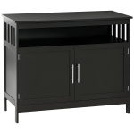 HOMCOM Kitchen Sideboard, Buffet Cabinet, Wooden Storage Console Table with 2-Level Cabinet and Open Shelf, Black