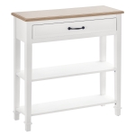 HOMCOM Modern Style Sofa Console Entry Hallway Table with Drawer and Shelves, Sturdy Build, and Large Storage, White