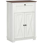 HOMCOM Farmhouse Sideboard Storage Cabinet with Doors and Drawer for Kitchen, Living room, 23.6" x 11.8" x 34.4", White