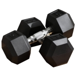 Soozier Rubber Dumbbells Weight Set, Total 50lbs, 25lbs Each, Dumbbell Hand Weight for Body Fitness Training for Home Office Gym, Black