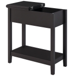 HOMCOM End Table, Narrow Side Table with Flip Top, Storage Cabinet, Bottom Shelf for Living Room, Dark Coffee