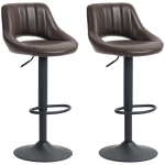 HOMCOM Swivel Bar Stools Set of 2, Faux Leather Upholstered Counter Height Barstools with Round Metal Base