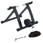 Soozier Foldable Indoor Bike Trainer, Stationary Bicycle Stand for Riding Exercise, 26-28" & 700C Wheels, Quick Release Skewer & Front Wheel Riser Block Included, Black