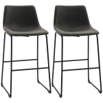 HOMCOM Bar Height Bar Stools Set of 2, Vintage PU Leather Bar Chairs, Kitchen Stools with Footrest for Home Bar, Dark Grey