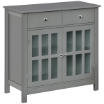 HOMCOM Sideboard Buffet Cabinet, Accent Kitchen Cabinet with Glass Doors, Adjustable Shelf and 2 Drawers for Kitchen, Gray
