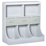 HOMCOM Kids Bookcase, Toy Storage Organizer Cabinet, Children Display Bookshelf with Drawers for Toys, Clothes, Books, Gray