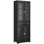 HOMCOM 63" 4-Door Kitchen Pantry Cabinet, Freestanding Storage Cabinet Cupboard with Adjustable Shelves, Black