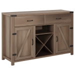 HOMCOM Farmhouse Coffee Bar Cabinet, Sideboard Buffet Cabinet Wine Cabinet with Drawers, Barn Style Doors, Wine Rack, Distressed Oak Brown