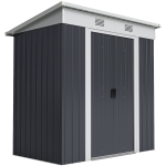 Outsunny 6' x 4' Metal Lean to Garden Shed, Outdoor Storage Shed, Garden Tool House with Double Sliding Doors, 2 Air Vents for Backyard, Patio, Lawn, Black