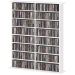 HOMCOM 8-Tier DVD Shelf with 12 Adjustable Shelves, Double CD Shelf, Holds 720 CDs, 396 DVDs or 396 Blu-rays, White