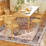 HOMCOM Area Rug 4x6, Machine Washable Rug, Non-Slip Boho Print Pattern Medallion Carpet for Living Room, Bedroom, Tawny Brown