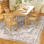 HOMCOM 5x7 Area Rug, Vintage Machine Washable Rug, Non-Slip Carpet for Living Room, Bedroom, Dining Room, Brown & Light Blue