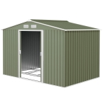 Outsunny 9.1'x6.4'x6.3' Garden Storage Shed w/ Foundation Kit Metal Tool Storage House w/ Double Doors Light Green