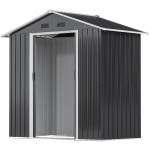 Outsunny 6.5x3.5ft Metal Garden Storage Shed for Outdoor Tool Storage with Double Sliding Doors and Vents, Dark Grey