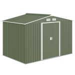 Outsunny 9.1'x6.4'x6.3' Garden Storage Shed w/ Foundation Kit Metal Tool Storage House w/ Double Doors Light Green