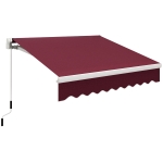 Outsunny 8' x 6.6' Patio Retractable Awning, Manual Exterior Sun Shade Deck Window Cover, Wine Red
