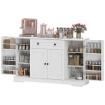 HOMCOM Sideboard Buffet Cabinet, Farmhouse Coffee Bar Cabinet with Door Shelves, Adjustable Shelves, Drawer, Barn Doors, White