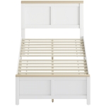 HOMCOM Twin Bed Frame with Headboard, Modern Platform Bed Frame with Wooden Slats, No Box Spring Needed, Easy Assembly, White